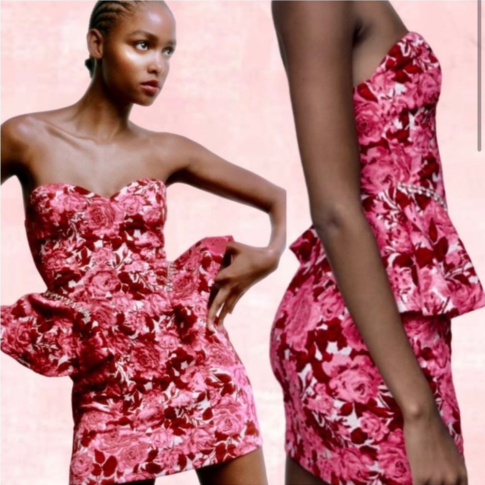 Zara Floral Jacquard Dress